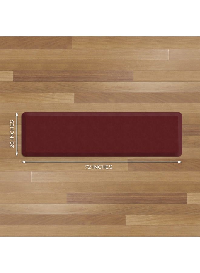 GelPro NewLife Anti Fatigue Nonslip Mat: Hard Floor Utility Mats for Garage, Patio and Kitchen - 20" x 72" x .5" - Leather Grain Cranberry - Image 3