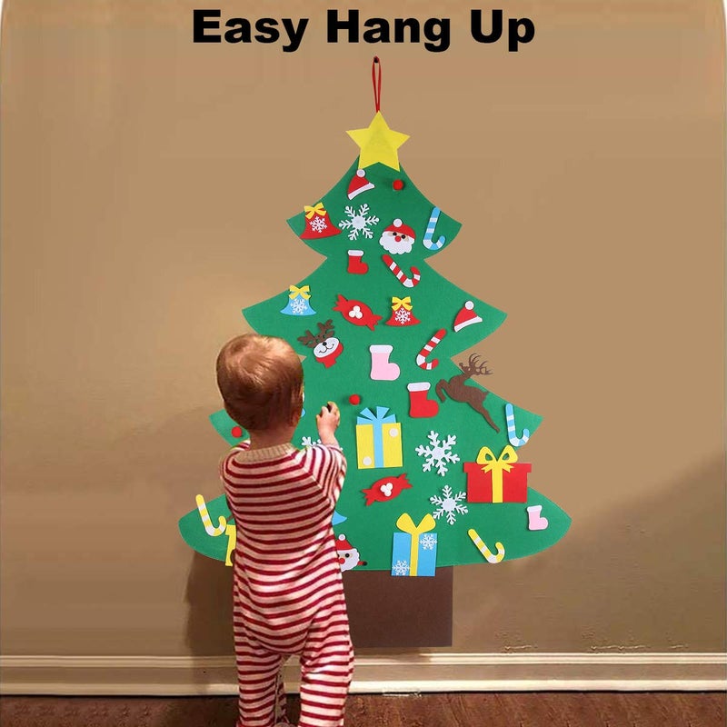 جايم إكسل شجرة عيد الميلاد من Gamexcel بطول 4 أقدام للأطفال الصغار والأطفال، 36 قطعة من الحلي القابلة للفصل، معلقة على الحائط، هدايا عيد الميلاد - خطاف وحلقة DIY لتزيين عيد الميلاد من مونتيسوري - Image 4