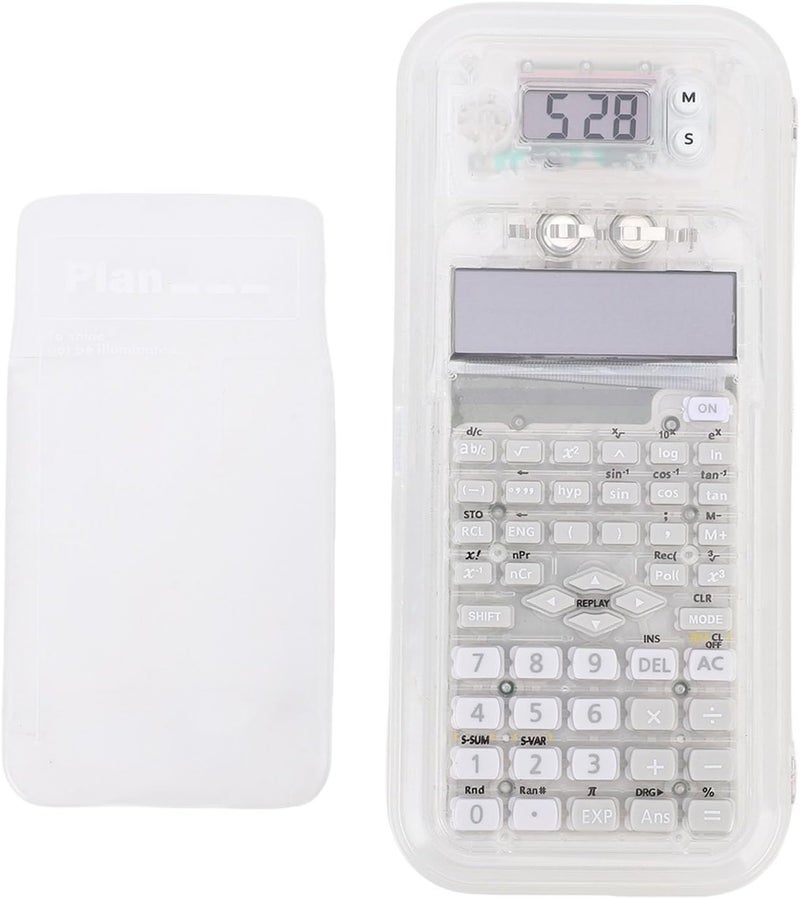 Scientific Calculator Pencil Box/Cover Dust Proof Dual Display Multi Functional Pen Box/Cover for Students White - Image 4