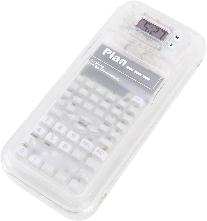 Scientific Calculator Pencil Box/Cover Dust Proof Dual Display Multi Functional Pen Box/Cover for Students White - Image 2