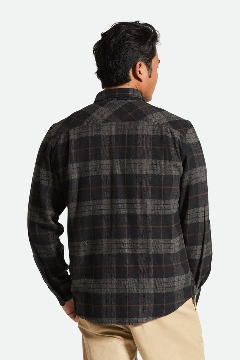 Brixton mens Bowery L/S Flannel Button Down Shirt, Black/Charcoal, X-Large US - Image 3