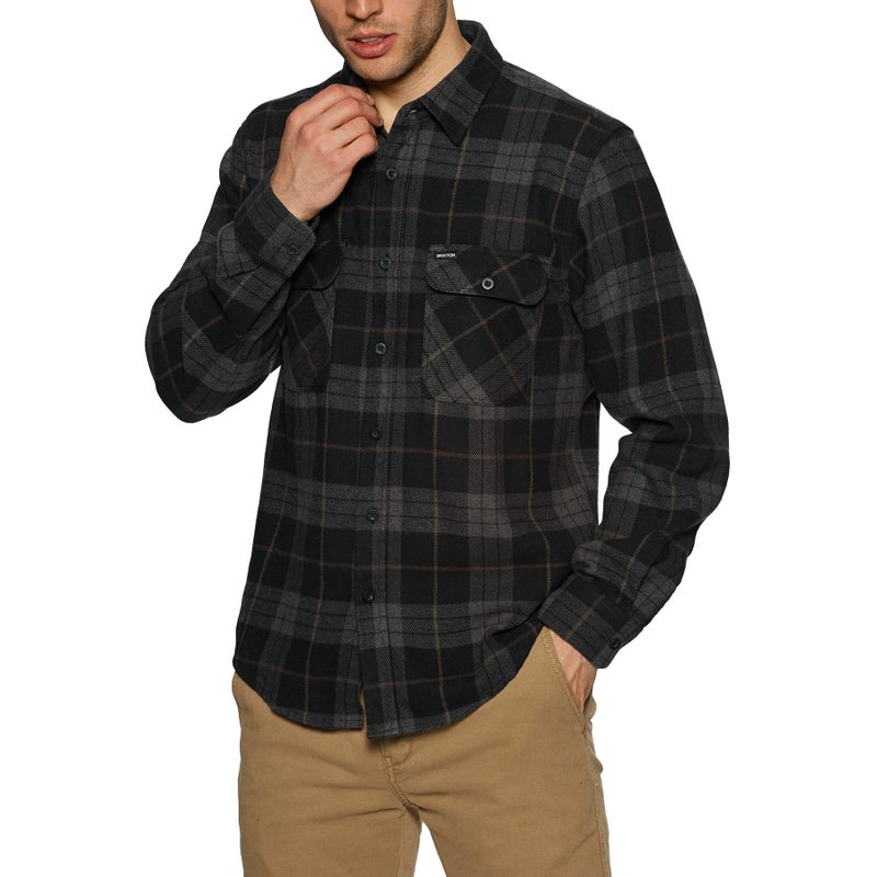 Brixton mens Bowery L/S Flannel Button Down Shirt, Black/Charcoal, X-Large US - Image 1