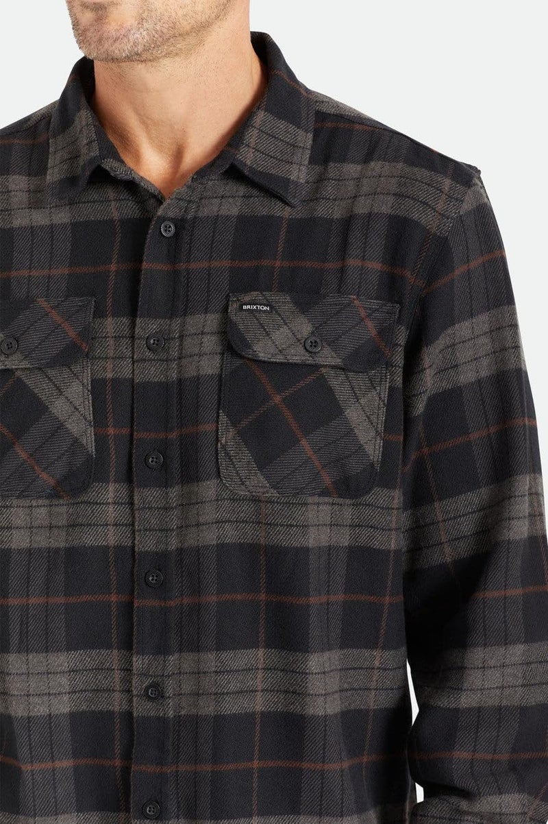 Brixton mens Bowery L/S Flannel Button Down Shirt, Black/Charcoal, X-Large US - Image 4