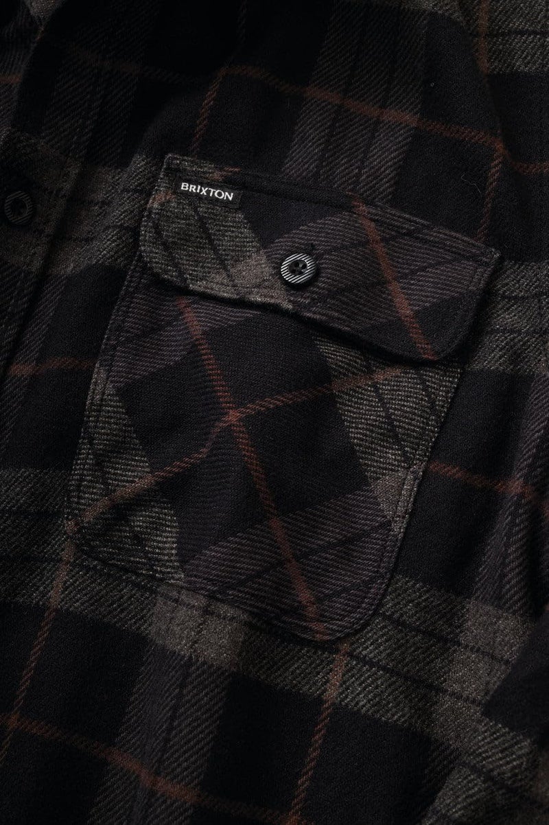Brixton mens Bowery L/S Flannel Button Down Shirt, Black/Charcoal, X-Large US - Image 5