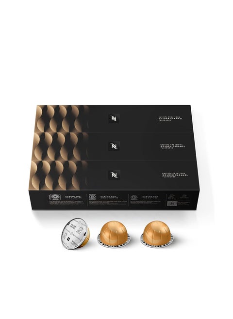 Nespresso Capsules VertuoLine Golden Caramel Mild Roast Coffee 30 Count Coffee Pods