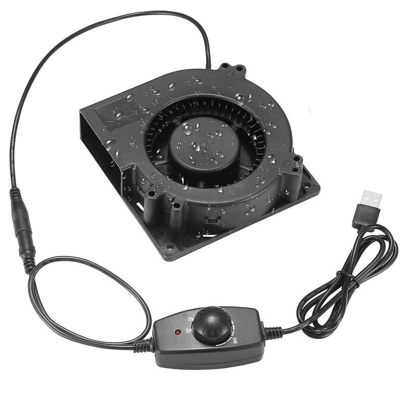 PANO-MOUNTS مروحة تبريد بدون فرشاة بقياس 120 مم، تعمل بالطاقة الكهربائية من منفذ USB (5V) ومزودة بجهاز تحكم في السرعة، بأبعاد 120 مم × 32 مم وقطر 4.72 بوصة، مقاومة للرطوبة، مناسبة للاستخدام في الثلاجات القابلة للنفخ، بسرعة دوران تتراوح بين 1300 و2000 دورة في الدقيقة. - Image 1