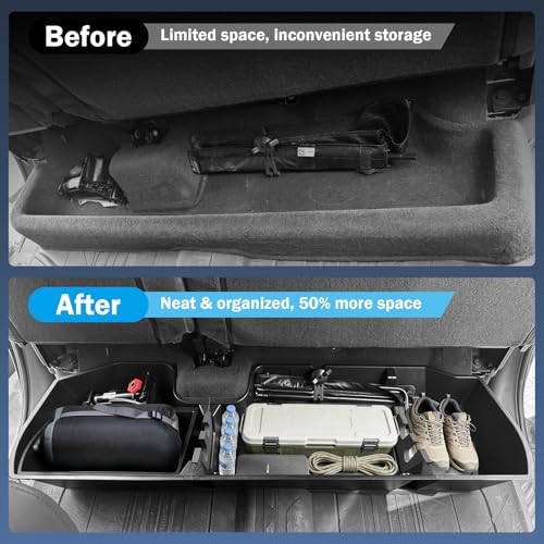 Abystar Under Seat Storage Box for Chevrolet Silverado & GMC Sierra 1500 2019–2026, 2500HD 3500HD 2020–2026, Rear Underseat Organizer, Hidden Tool Storage, No Drill Installation, Black - Image 3