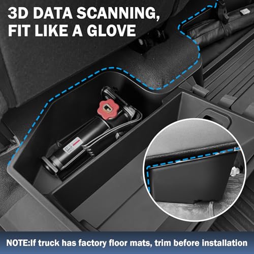 Abystar Under Seat Storage Box for Chevrolet Silverado & GMC Sierra 1500 2019–2026, 2500HD 3500HD 2020–2026, Rear Underseat Organizer, Hidden Tool Storage, No Drill Installation, Black - Image 4