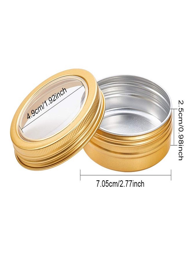 BENECREAT 14 Pack 2 OZ Tin Cans Screw Top Round Aluminum Cans Screw Lid Containers with Clear Window - Great for Store Spices, Candies, Tea or Gift Giving (Gold) - Image 2
