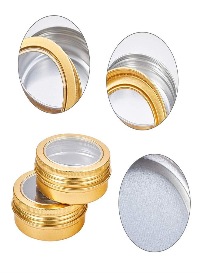 BENECREAT 14 Pack 2 OZ Tin Cans Screw Top Round Aluminum Cans Screw Lid Containers with Clear Window - Great for Store Spices, Candies, Tea or Gift Giving (Gold) - Image 4
