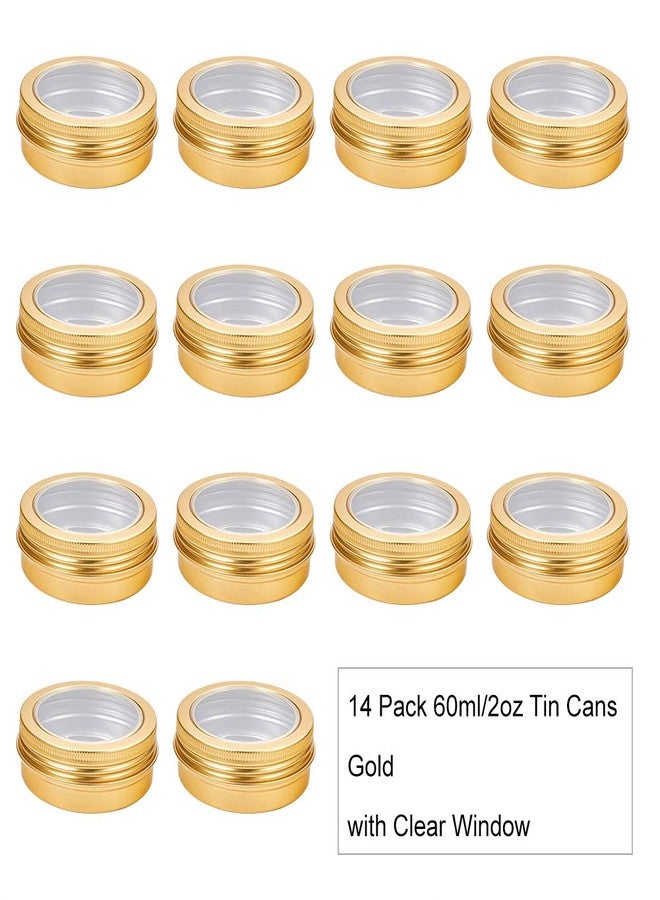 BENECREAT 14 Pack 2 OZ Tin Cans Screw Top Round Aluminum Cans Screw Lid Containers with Clear Window - Great for Store Spices, Candies, Tea or Gift Giving (Gold) - Image 5