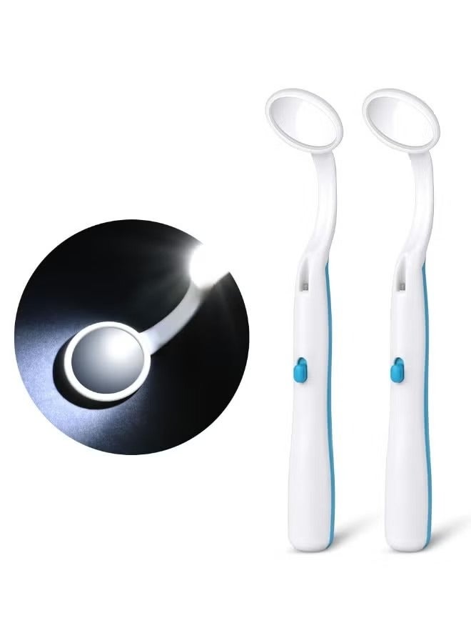 2PCS Dental Mirror with Light, Dental Teeth Mirror, Anti Fo Mouth Tooth Mirror, Dental Inspection Mirror with LED Light for Oral Dental Care, Dental Oral Care Tool Kit - Image 1