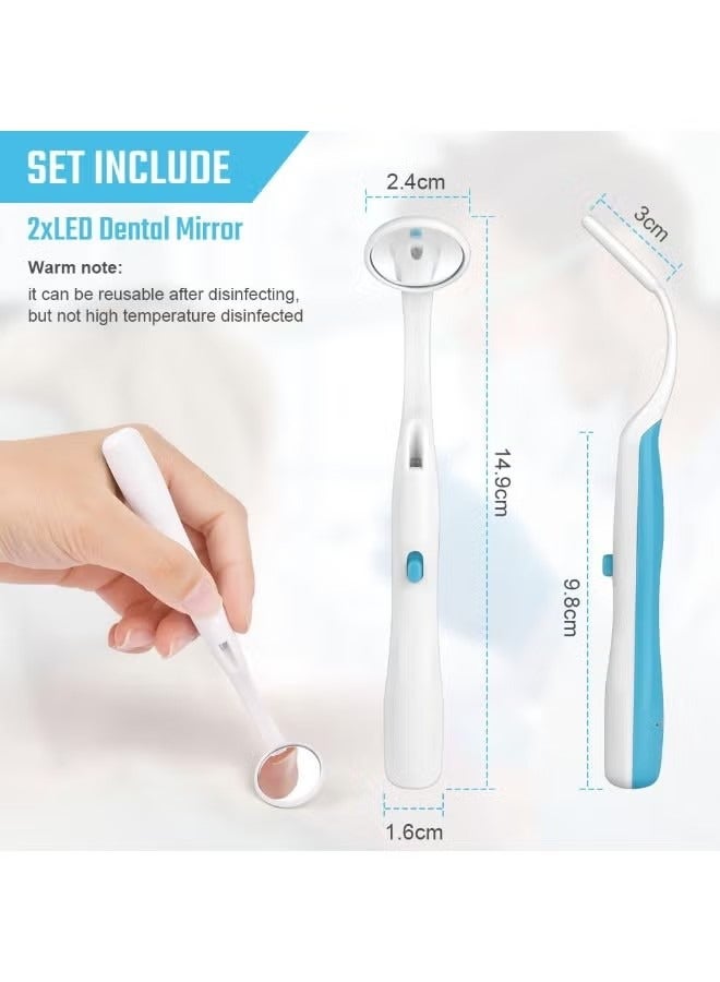 2PCS Dental Mirror with Light, Dental Teeth Mirror, Anti Fo Mouth Tooth Mirror, Dental Inspection Mirror with LED Light for Oral Dental Care, Dental Oral Care Tool Kit - Image 2