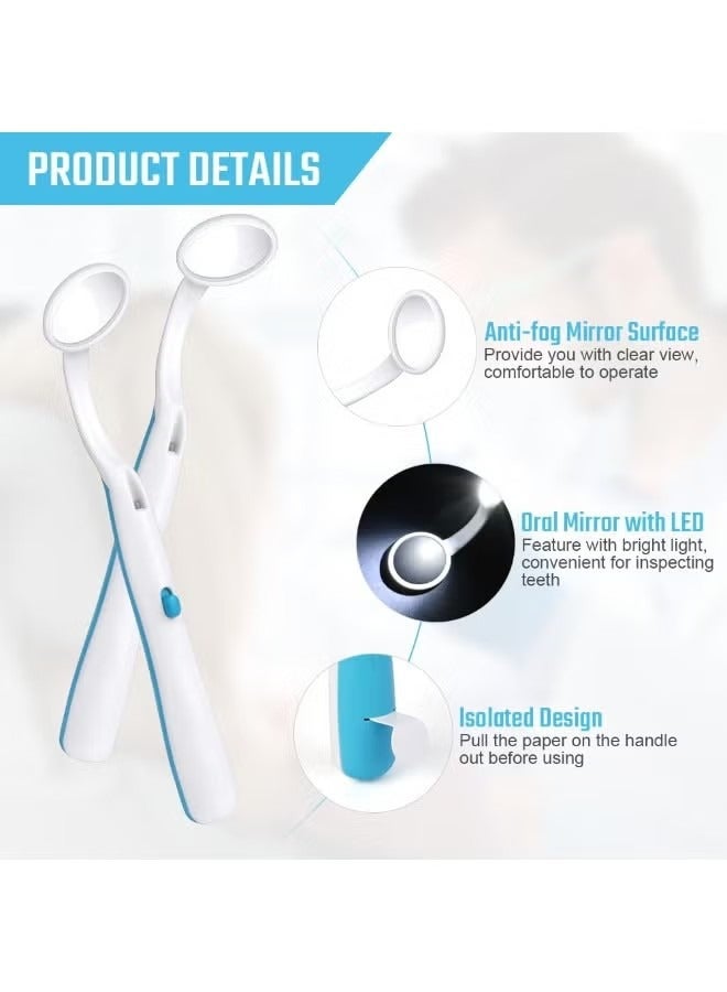 2PCS Dental Mirror with Light, Dental Teeth Mirror, Anti Fo Mouth Tooth Mirror, Dental Inspection Mirror with LED Light for Oral Dental Care, Dental Oral Care Tool Kit - Image 3