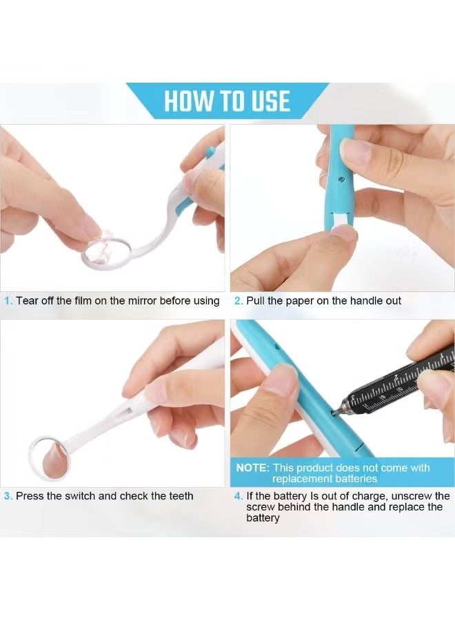 2PCS Dental Mirror with Light, Dental Teeth Mirror, Anti Fo Mouth Tooth Mirror, Dental Inspection Mirror with LED Light for Oral Dental Care, Dental Oral Care Tool Kit - Image 5