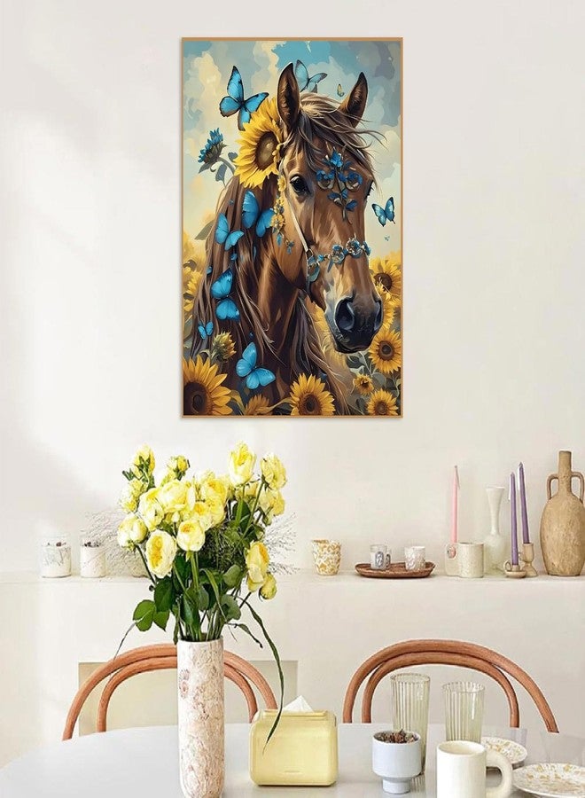 askkqtx Horse Paint by Numbers Kit for Adults, Sunflowers and Butterflies Paint by Numbers for Beginner, DIY Oil Painting by Number on Canvas for Home Decor Gifts 16x20 Inch - Image 5