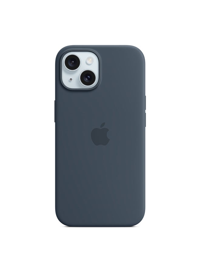 Apple iPhone 15 Silicone Case with MagSafe - Storm Blue - Image 1