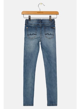 7 FOR ALL MANKIND Kids Girl Skinny Washed Stretchable Jeans, Aquarius Blue  - Image 2
