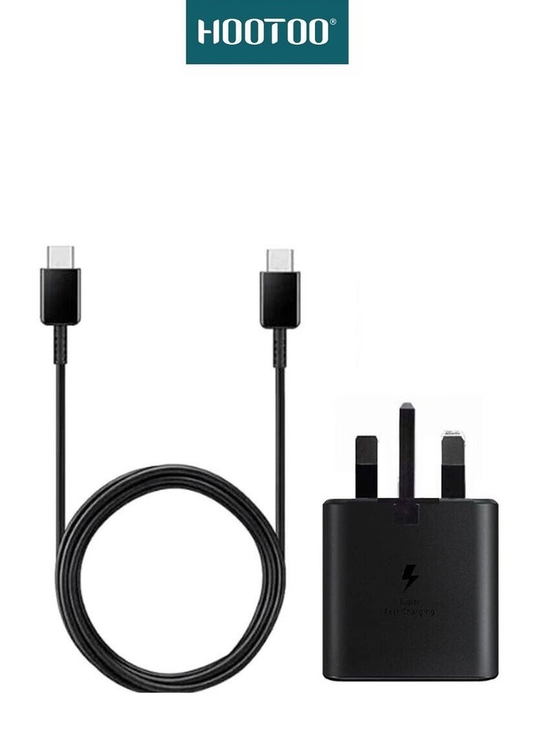هوتو شاحن جداري بقوة 45 واط موزعة على ثلاث (2*تايب سي+ 1*يو اس بي ) تدعم الشحن السريع PD مع سلك شحن تايب سي الى تايب سي بطول 1 متر يدعم الشحن السريع. باللون الأسود - Image 2