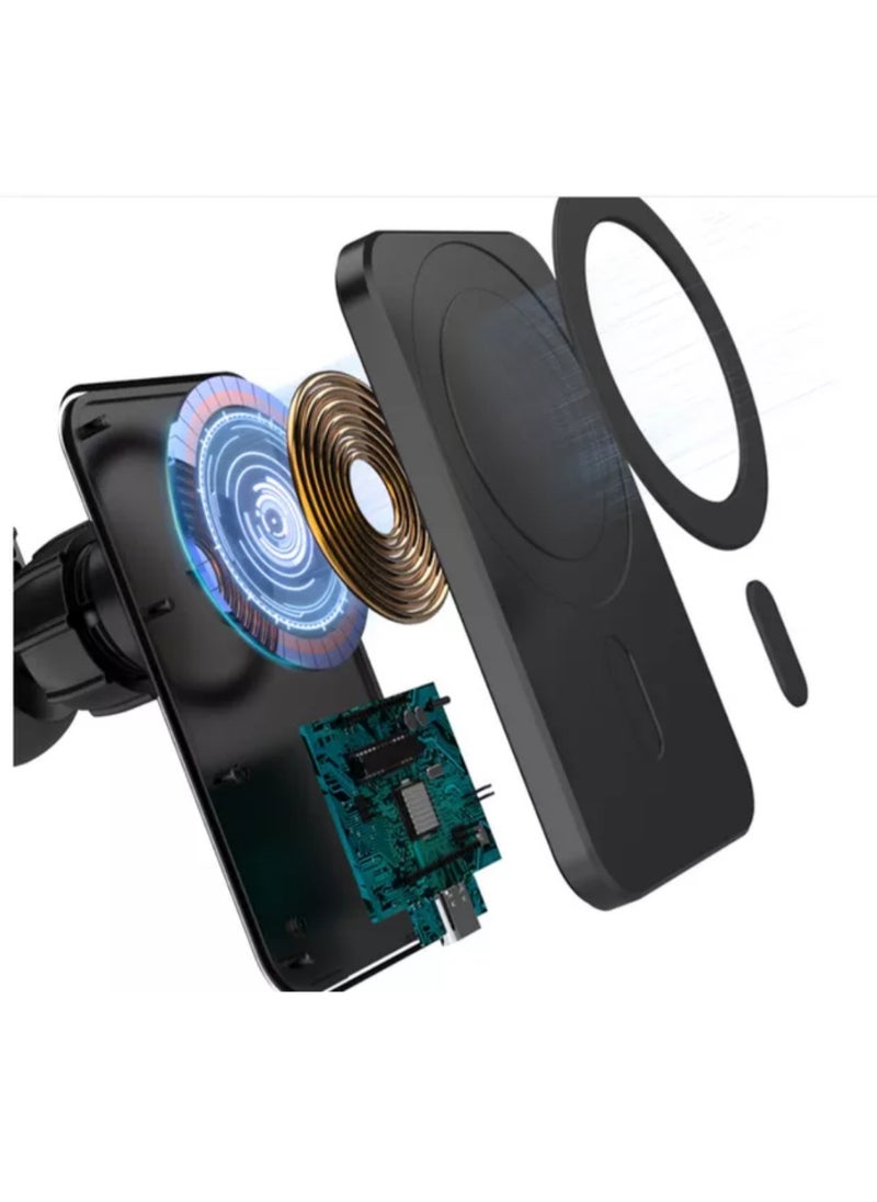 Generic - Qi15W Magnetic car Wireless Charger Charging Pad Phone Holder Magnet compatible For iphone14 13 12 magsafe 15W Fast Car Wireless Charger. - Image 1