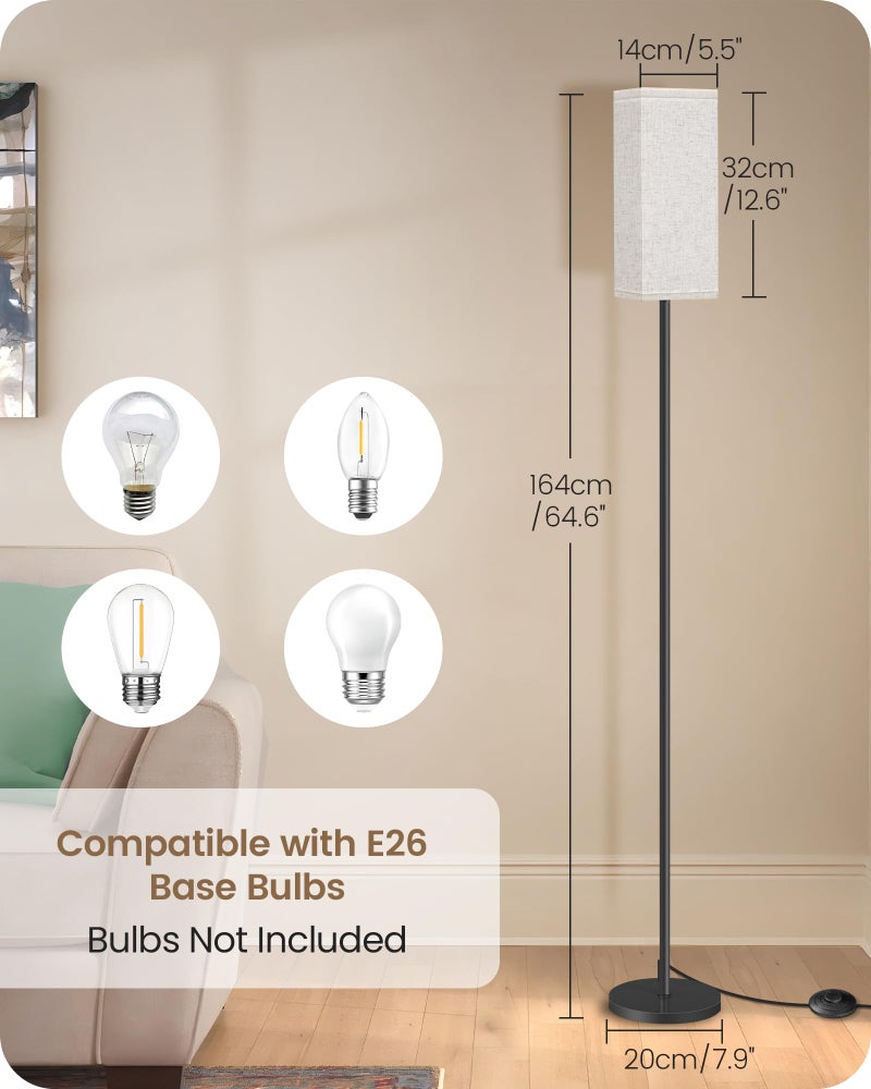 GOEBLESON 64.6" Floor Lamp, Pole with Foot Switch, Modern Standing Lamp Lampshade, Minimalist Freestanding Lamp (Bulb Not Included), for Living Room, Bedroom Office ETL Listed, Black and Beige E07LD05 - Image 4