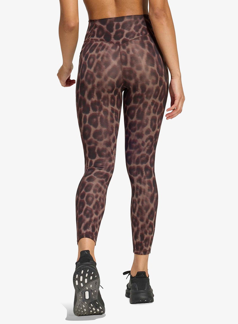 Adidas 7/8 Optime Essentials Workout Leopard Leggings - Image 2