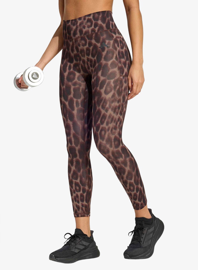 Adidas 7/8 Optime Essentials Workout Leopard Leggings - Image 1