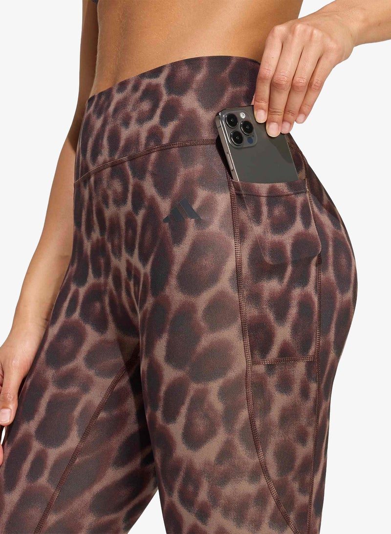 Adidas 7/8 Optime Essentials Workout Leopard Leggings - Image 3