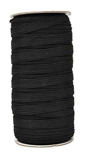 Mandala Crafts 10mm 50 Yds Roll of Black Elastic Bands for Sewing - 3/8 Flat Elastics Cord - 3 8 Inch Braided Stretch Straps for Crafting - Image 1