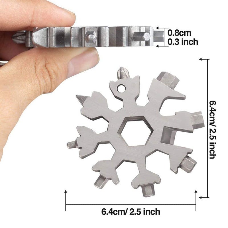 MARMIX 18 in 1 Stainless Steel EDC Snowflake Multitool Wrench Heavy Duty Hex Wrench Screwdriver Allen Wrench Portable Keychain Bottle Opener Flat Screwdriver KitWrench - Image 2