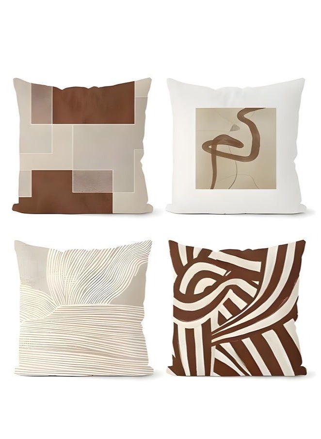Cushion Covers Set of 4, Throw Pillow Cover, Abstract Modern Decorative Couch Pillow Case 45cm x 45cm, For Living Room Sofa Car Couch Bed Pillowcases 18x18 inches (Double sided pattern) - Image 1