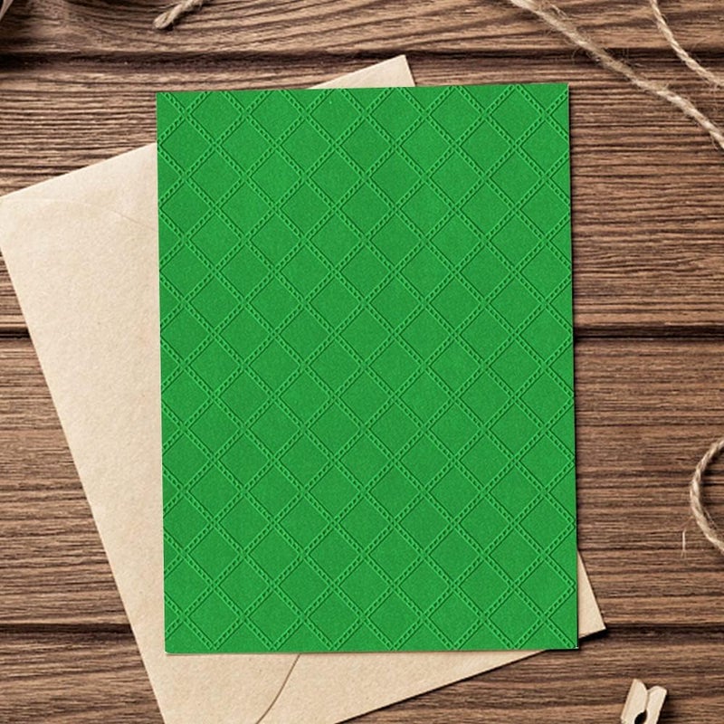 Hying Diamond Square Plastic Embossing Folders for Card Making, Buffalo Plaid Embossing Folder DIY Craft Folders Template Stencils for Scrapbooking Photo Album Decorations, 6.1 Ã— 4.4 Inch - Image 4