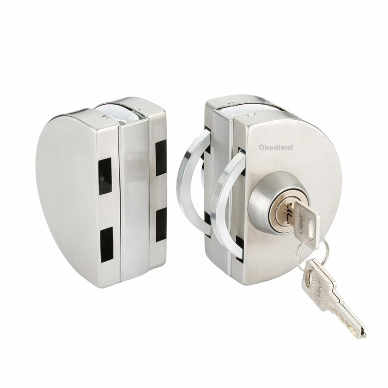 Stainless Steel Glass Door Lock No DrillingLock for Main DoorDoor Thickness 10 mm to 12 mm3 Ultra Keys Out Side KnobCabin Balcony Door for Office Home Pack of 1 Matt  - Image 1
