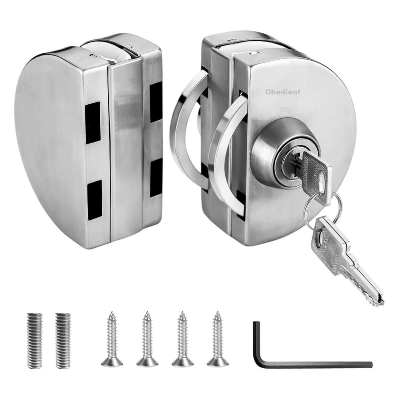 Stainless Steel Glass Door Lock No DrillingLock for Main DoorDoor Thickness 10 mm to 12 mm3 Ultra Keys Out Side KnobCabin Balcony Door for Office Home Pack of 1 Matt  - Image 5