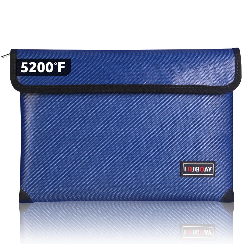 LOJGOAY Fireproof Document Bag - with 5200Â°F Heat Insulated, Waterproof Fireproof Bag with Zipper, 8 Layers of Functional Materials, Fireproof Money Bag for Cash/Documents/Valuables, Fire bag 11"x7.7" - Image 1