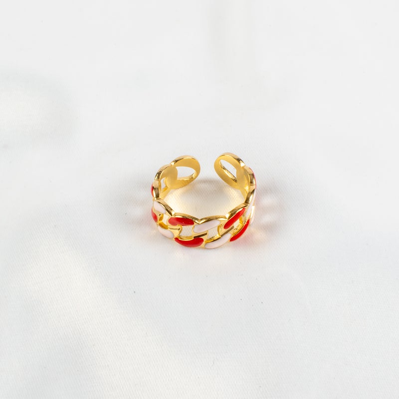 خاتم أستانليس ستيل ذهبي فري سايز أحمر × بينك - Image 2