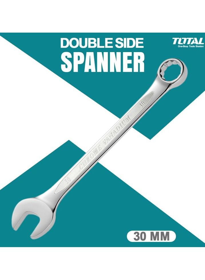 TOTAL Double Side Spanner Combination Ring & Open End Spanner Chrome Vanadium 1 Pcs, Size 30 TCSPA301 - Image 1