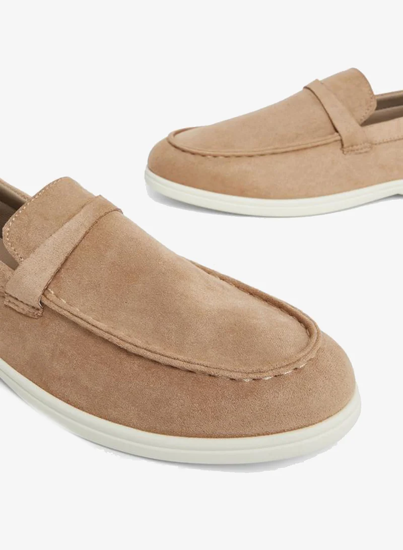 Styli Men Tan Suede Loafers