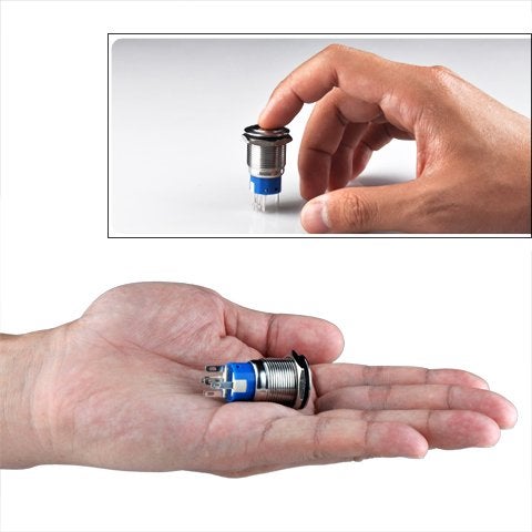 Ulincos Latching Pushbutton Switch U19C1 1NO1NC SPDT ON/Off Black Metal Shell with Blue LED Suitable for 19mm 3/4" Mounting Hole (Blue) - Image 3