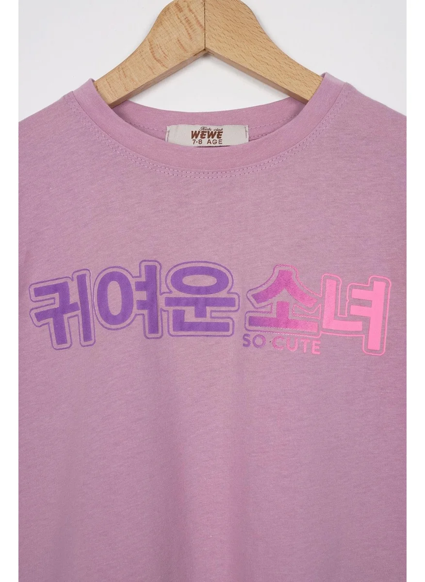 Zepkids Printed Lilac Color Girls T-shirt