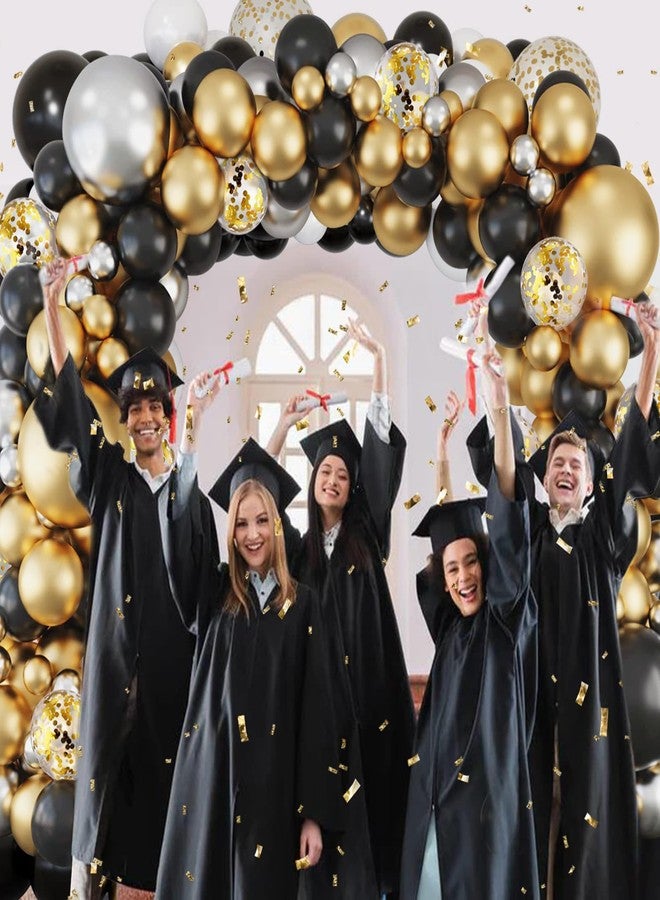QIFU Black Gold Balloons Arch Kit-127pcs Black Gold Silvery Metallic and Gold Confetti Balloons for Men Boys Birthday Father's Day Anniversary Bachelorette Graduation 2026 Retirement Party Decoration - Image 2