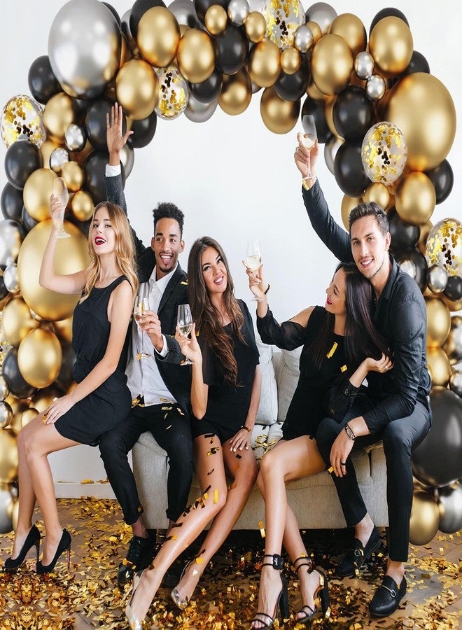 QIFU Black Gold Balloons Arch Kit-127pcs Black Gold Silvery Metallic and Gold Confetti Balloons for Men Boys Birthday Father's Day Anniversary Bachelorette Graduation 2026 Retirement Party Decoration - Image 4