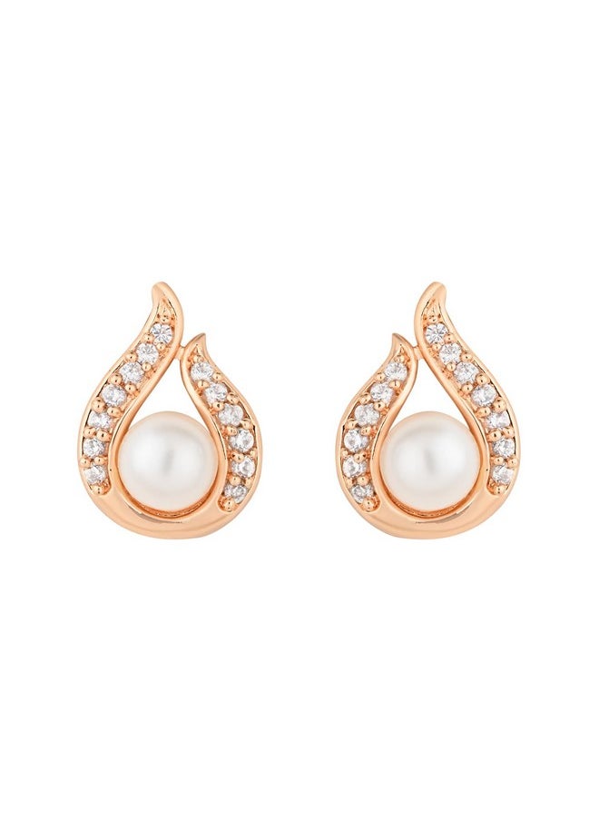 I Jewels I Jewels Rose Gold Plated Glittering Cubic Zirconia Designer Chain Pendent Necklace Jewellery Set for Women & Girls (CH49RG)  - Image 4