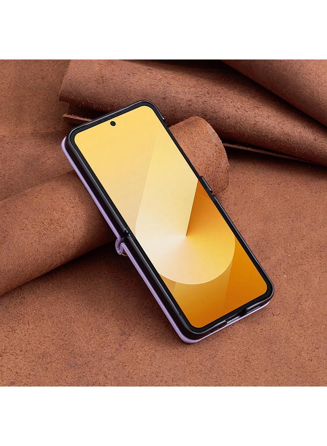 اس-توب جراب هاتف Samsung Galaxy Z Flip5 بتصميم مربع مع حزام كتف من الجلد - Image 5