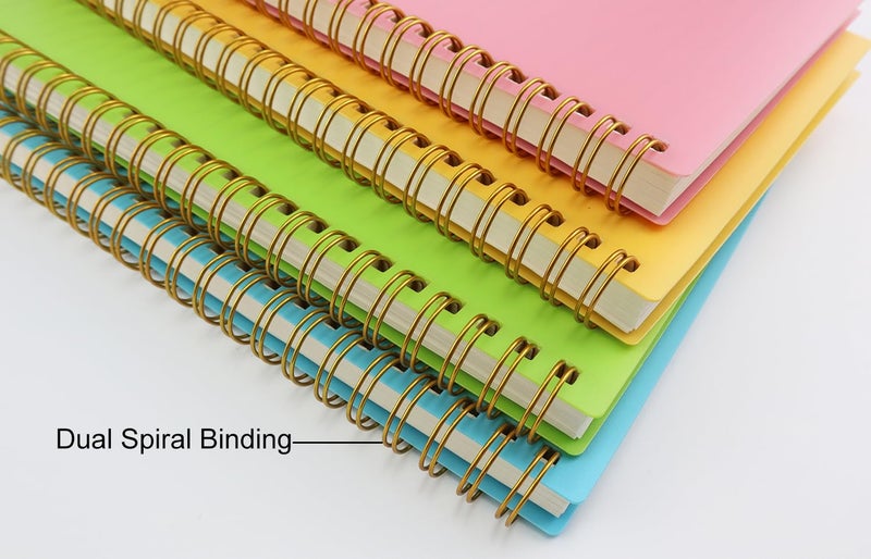 Aacehlh Spiral Notebook Journal,5.5" x 8.5" Plastic Hardcover College Ruled Notebook with 4 Colors,80 Sheets / 160 Pages Per Journal for Work,Study and Notes (light green,light blue,yellow,pink). - Image 4