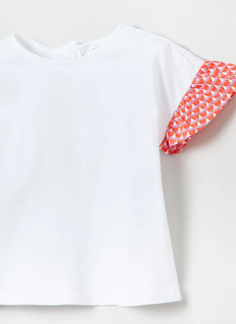 Ovs Cotton T-shirt with poplin peplum