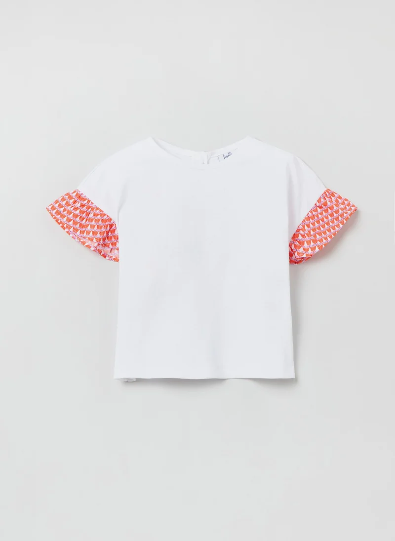 Ovs Cotton T-shirt with poplin peplum