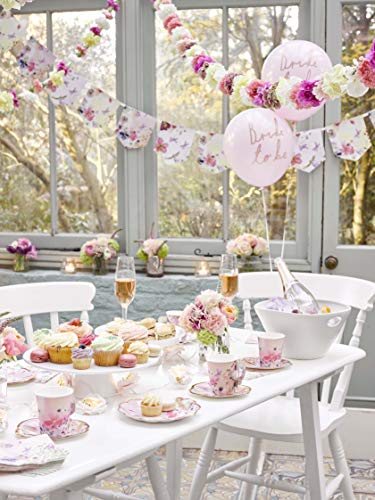 Talking Tables 24 x Vintage Floral Teacups & Saucers Set Disposable Party Cups Pretty Cups for Birthdays, Baby Showers, Weddings, Mother’s Day, Bridal Showers | 4 inch - Image 2