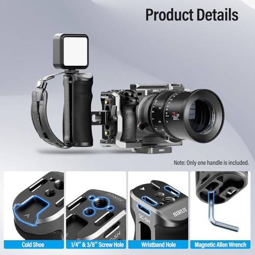 SIRUI Camera Cage Side Handle, Aluminum NATO and 3/8'' Locating Mount for ARRI Side Hand Grip with Cold Shoe and Threaded Holes, Up and Down Adjustable, Pack of 1, SC-SH - Image 5