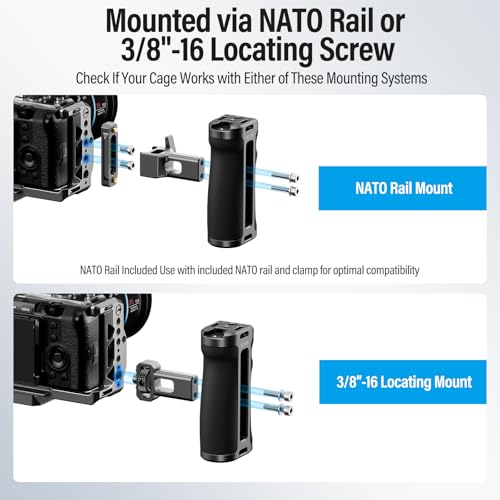 SIRUI Camera Cage Side Handle, Aluminum NATO and 3/8'' Locating Mount for ARRI Side Hand Grip with Cold Shoe and Threaded Holes, Up and Down Adjustable, Pack of 1, SC-SH - Image 3